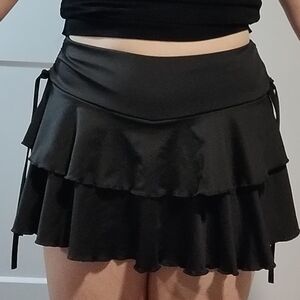 Black Layered Mini Skirt